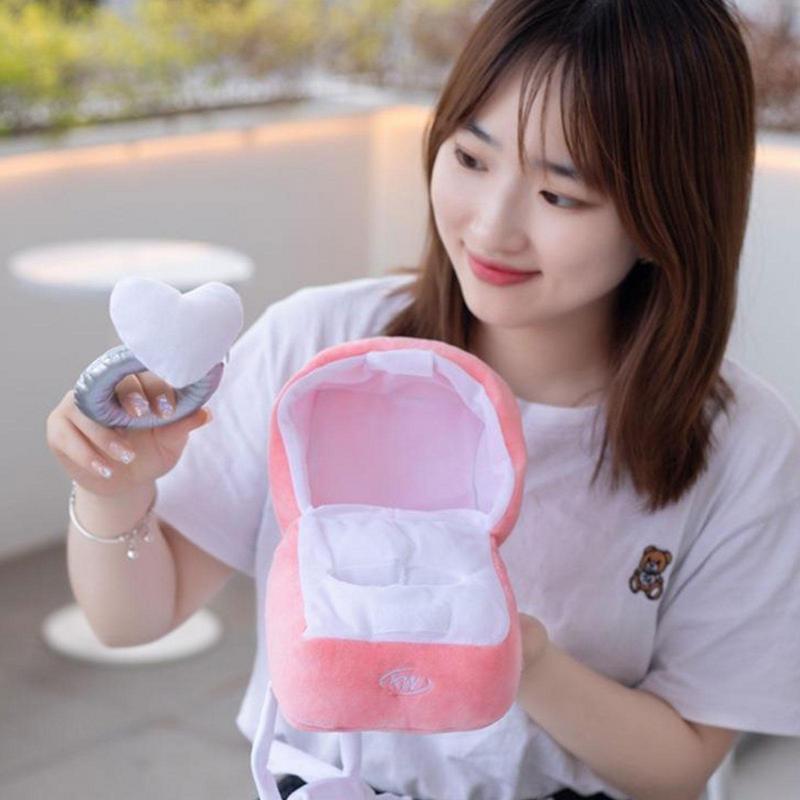 Cute Ring Box Plush Toy Heart Shape Diamond Ring Case Couple Mysterious Surprise Box Memory Wedding Valentine's Day Gift Present